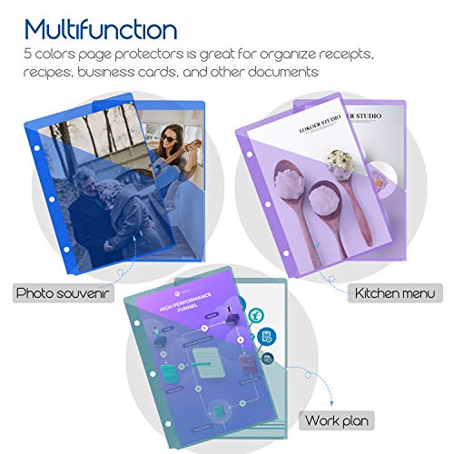 image for Ktrio Plastic Mini Sheet Protectors 5.5 x 8.5 inch Assorted Colors, Pa