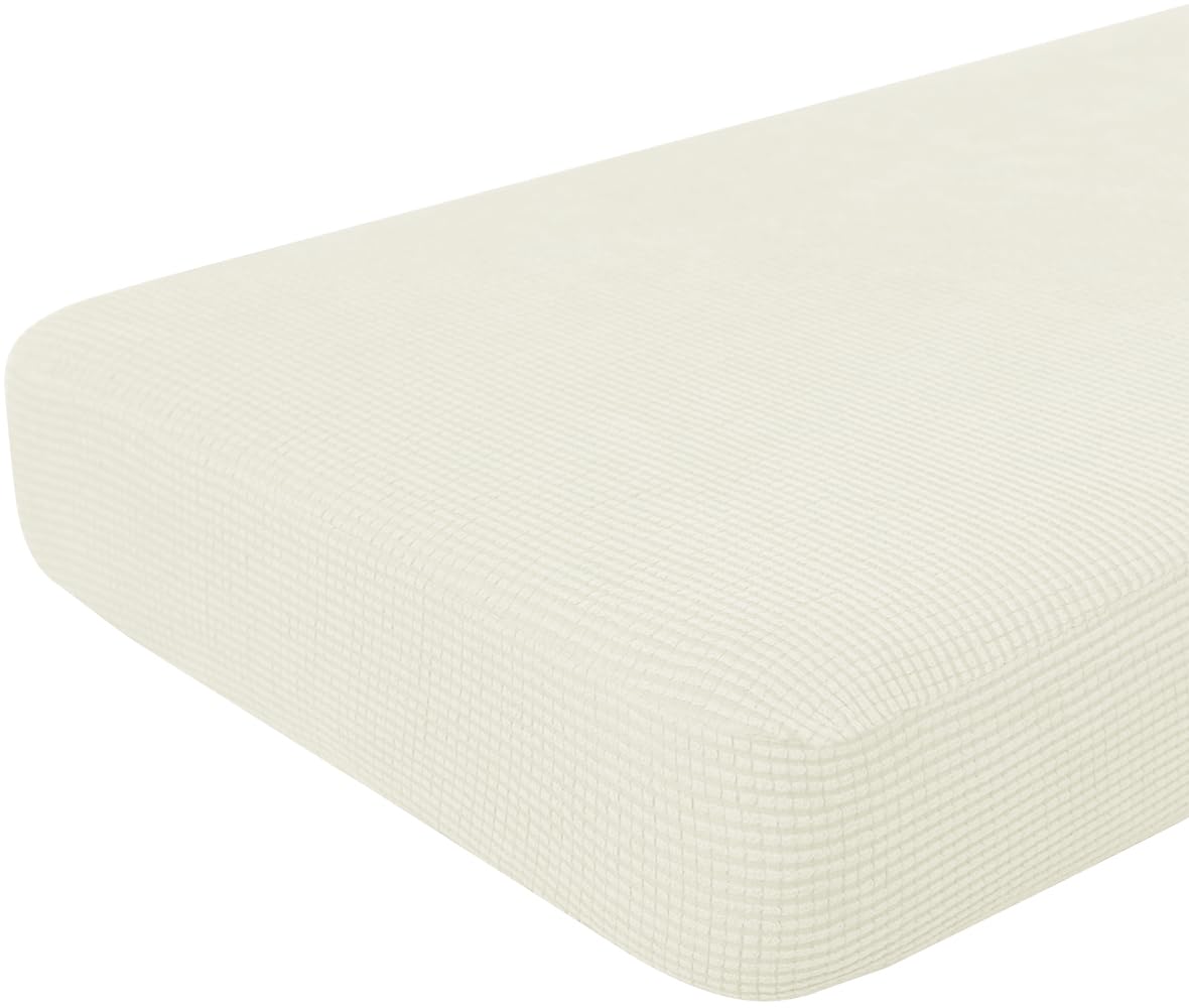Hokway Couch Cushion Covers Stretch Cushion Covers Sofa Seat Cushion Slipcover Cushion Protector(CreamWhite, Large)