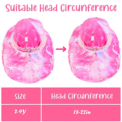 Sun Hat For Kids Anti-Uv Girls Sun Hats Wide Brim Upf 50+ Sun Protection Beach Hat With Adjustable Chin Strap For 2-9 Years (Pink Unicorn) #TOP4