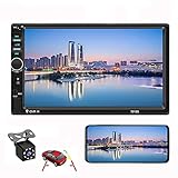 Car Radio Double Din Car Stereo 7' LCD Touch Screen in-Dash Head Unit with Bluetooth Support Mirror Link/DVR/USB/FM/SD/MMC MP3 +Rear View Camera& Remote Control