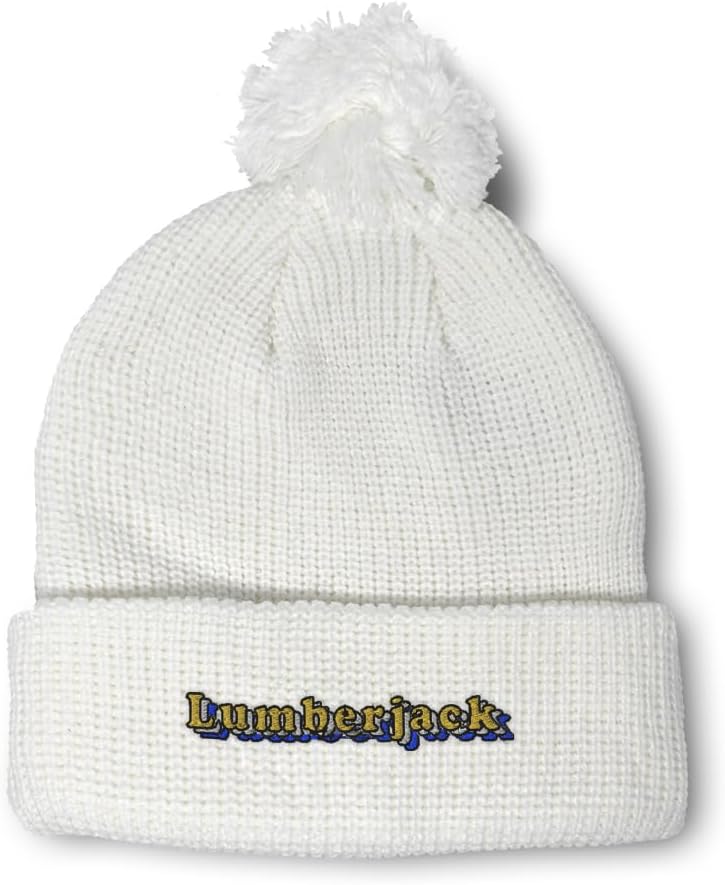 Speedy Pros Pom Pom Beanies for Women Lumberjack Skull Cap Winter Hats for Men Acrylic 1 Size