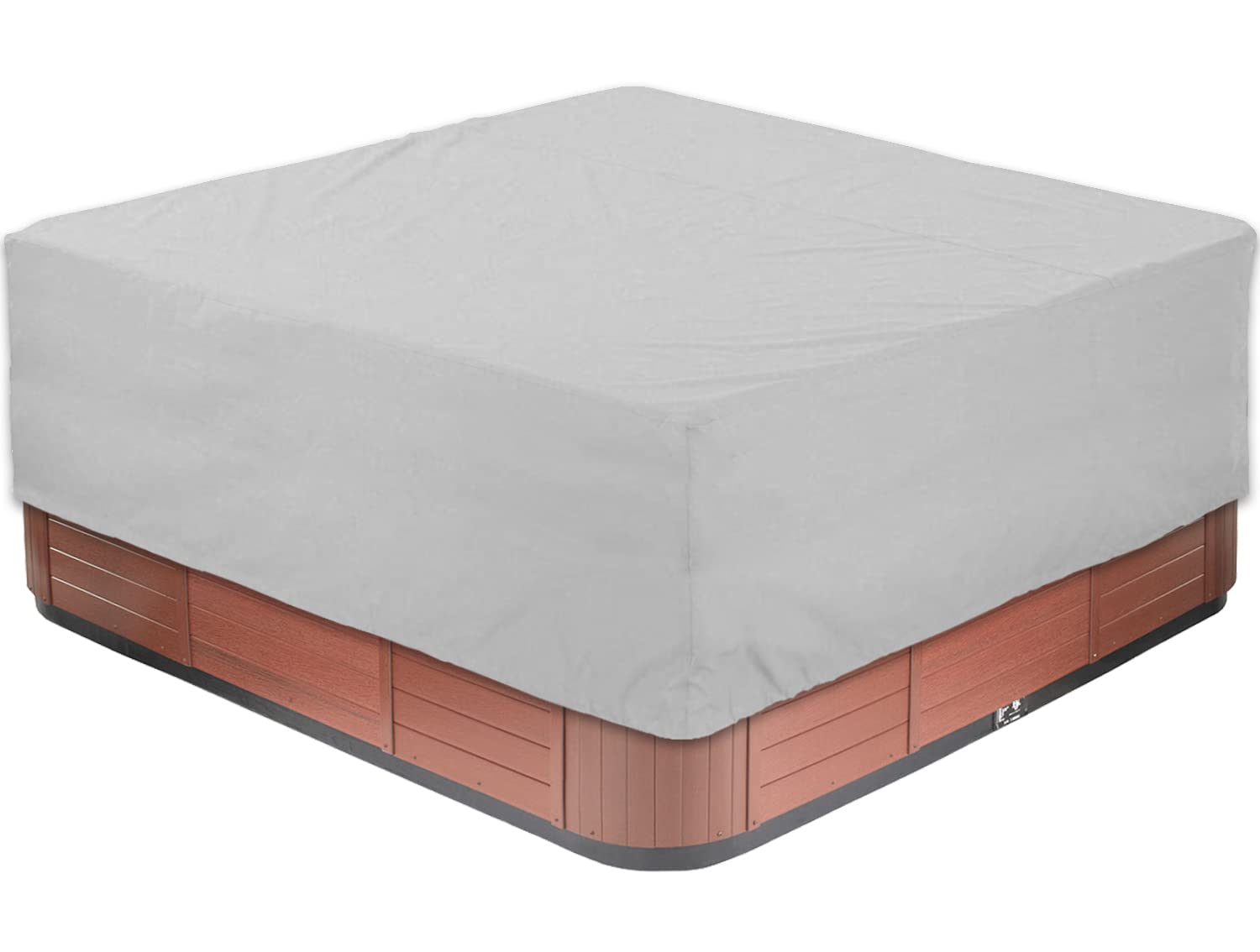 LDIW Universal Spa Cover for Hot Tub, Waterproof UV Resistant 210D Oxford Outdoor Square Hot Tub Cover,Silver,244x244x30cm