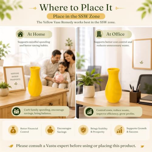 Image of Vastu Yellow Vase |Size- 7 Inch Approx | Decorative Resin for Home & Office Decor | Elegant Modern Yellow for Living Room, Table & Gifting | Pack of 1