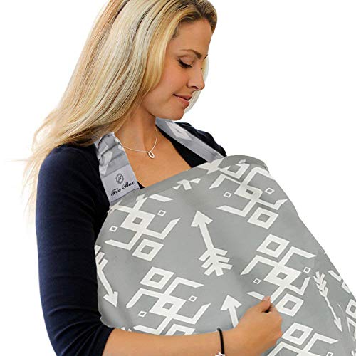 Image of CTYRZCH Nursing Covers for Breastfeeding,Lightweight Breathable Cotton Privacy Breast Feeding Cover with Adjustable Strap (Geometric)