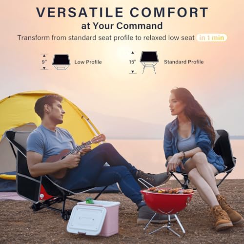 Folding Camping Chairs, Lightweight Backpacking Chair in Compact Design for Camp, Beach, Hiking, Outdoors, Black - Image 4