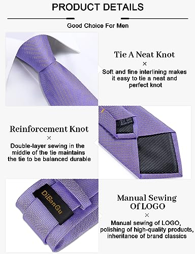 Image of DiBanGu Mens Silk Necktie Solid Color Tie and Pocket Square Cufflink Tie Clip Set Woven Plain Ties for Men Wedding Party
