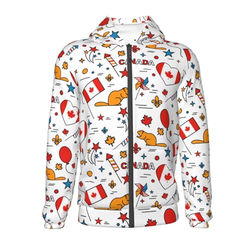 Canada Day Kid Hoodies Boys Zip Up Sweatshirts Girls Pullover with Pocket2