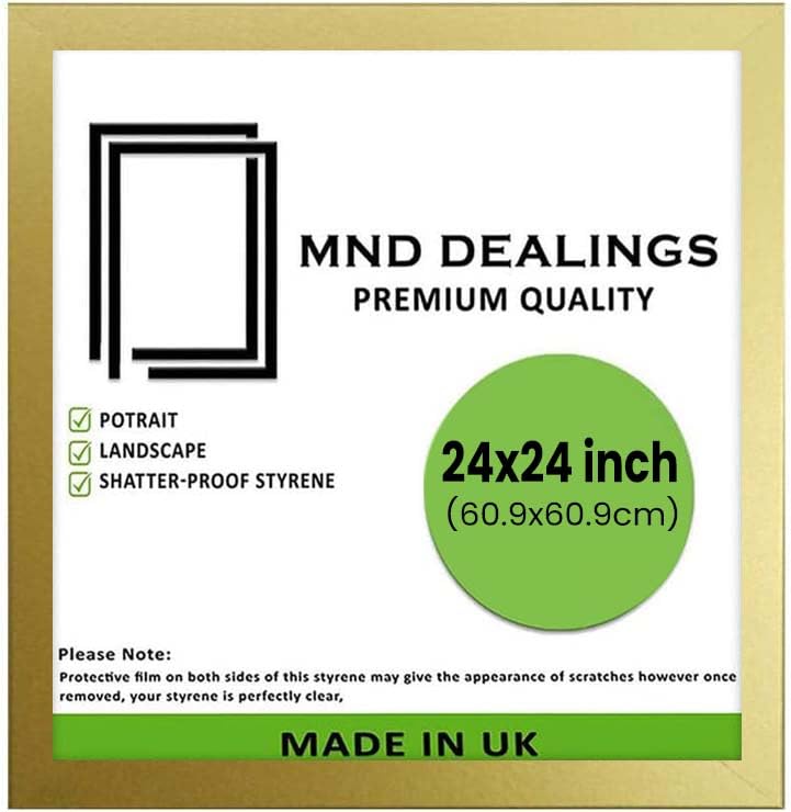 MND Dealings | Stylish (60 x 60 CM) Picture Frame Gold | Landscape/Portrait | 24 x 24 Inch Frame & Crystal-Clear Perspex |600 x 600 mm for Home Decoration [ Gold ]
