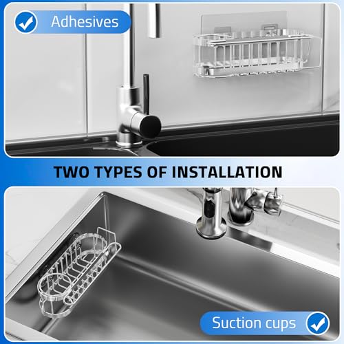 image for Cisily Kitchen Sink Caddy Sponge Holder in The Sink, Stainless Steel K