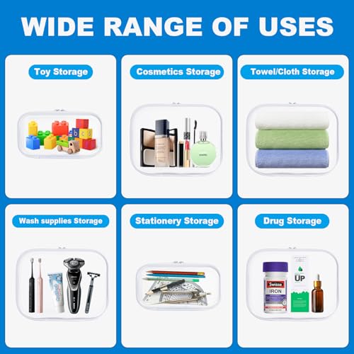 Image of 2Pcs Clear Hard Shell Zipper Case, Clear Zipper Pouches Hard Shell for Storage, Zippered Pouch Hard, Toiletries, Make Up Tools (Small and Medium)