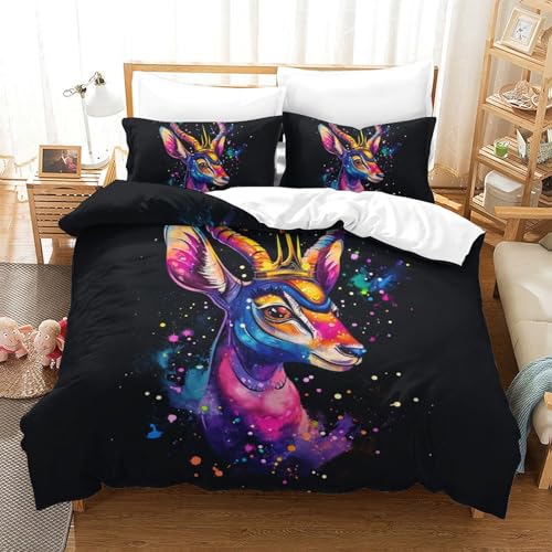 Housses de couettes chèvre 3D anti-plis super douce en microfibre lit double 200x200