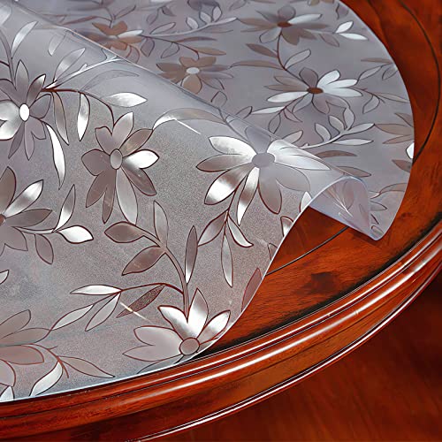 Mantel Transparente Mate Redondo PVC Prueba de Agua y Aceite Fácil de Limpiar Cubierta de Protección para Muebles,para Alfombrillas de Silla,Mesitas de Noche Baño,Grosor 2mm Diámetro 90cm