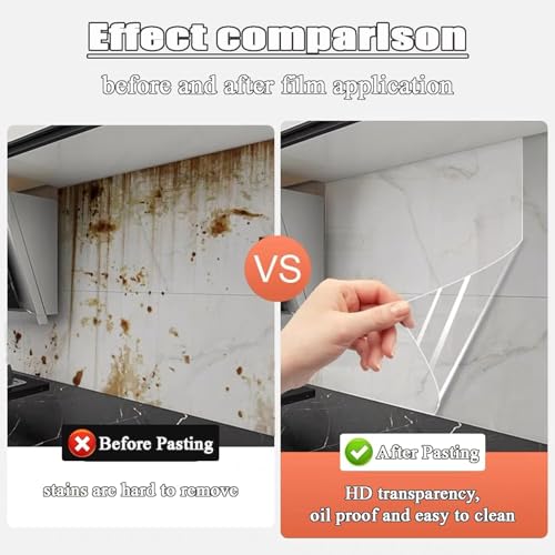 Image of WALLFLY Self Adhesive Vinyl Laminating Roll 2FT x 30FT | Transparent Waterproof Contact Paper | Oil & Heat Resistant | No Glue Needed | for Kitchen Cupboard Furniture Doors & Glass