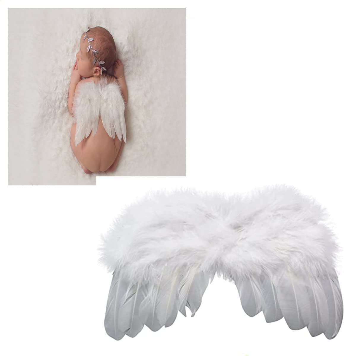 AISIBO Baby Angel Feather Wings - Small Fairy Wings Photo Prop for Infant, Cosplay, Photography