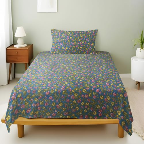Image of Weave & Decor Cotton Bedsheet for Single Bed 90x60 Inches Soft and Breathable, Includes 1 Pillow Cover 20x30 Inches