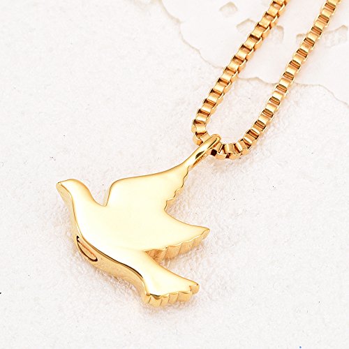 XSMZB Dove Cremation Urn Necklace for Ashes Stainless Steel Urn Jewelry Memorial Pendants for Men Women3