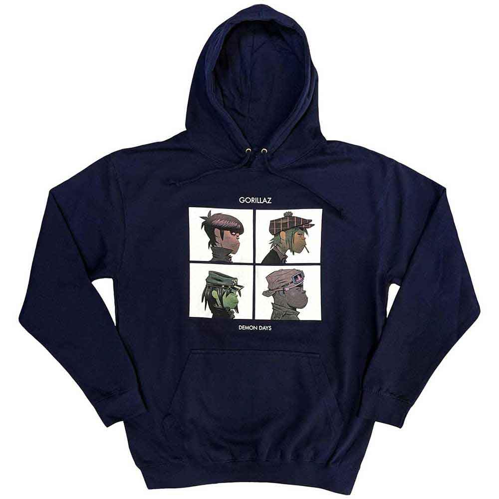 Rock Off Officially Licensed Products Men's Blue Gorillaz Demon Days Official Unisex Hoodie Hooded Top (Large)