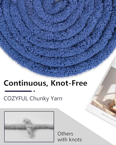 Image of Cozyful Chunky Yarn for Hand Knitting, #9 Thick Jumbo Big Chunky Yarn for Crocheting, Super Chunky Knit Blanket Yarns, Large Chunky Chenille Yarns, 8 Pack (30 yds 8 oz Each Skein), Country Blue
