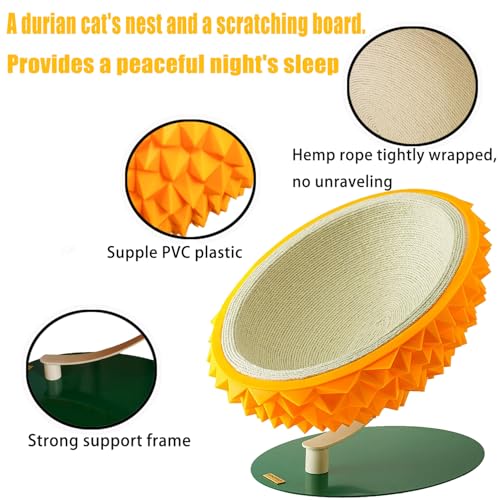 Cama y Rascador 3-en-1 para Gatos Forma Durian miniatura 4