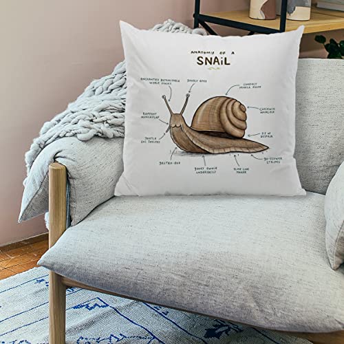 Zjsyxxu Anatomy Of A Snail Throw Pillow Cover 18 X 18 Inch Decoration For Home Bedroom Living Room Boys Room Nursery Playroom Decor,Gift For Snail Lovers Boys Kids Teens Zoologist #TOP1