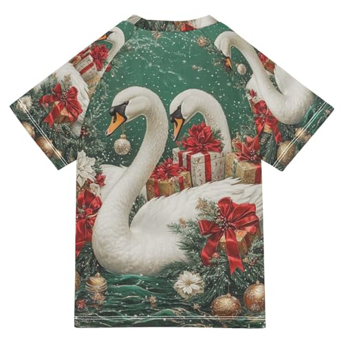 Kids Swimsuit Duck Goose Christmas Sunscreen T-Shirts Swimwear Sets UPF 50+2
