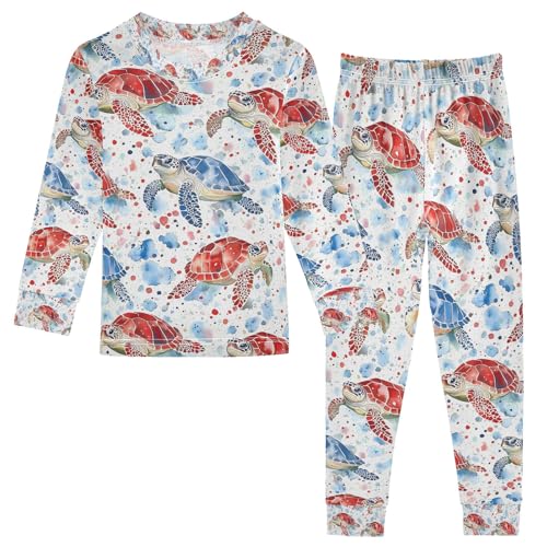 senya Marble Turtle Pajamas Set Long Sleeve Soft Cotton Sleepwear 2 Piece