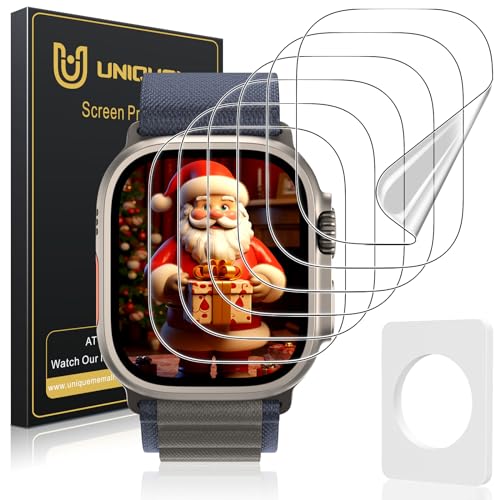 UniqueMe Pellicola Protettiva per Apple Watch Ultra/Ultra 2 49 mm, 6 Pezzi TPU Schermo Pellicola, Auto Guarigione, HD Trasparente Protezione Schermo per iWatch 49 mm