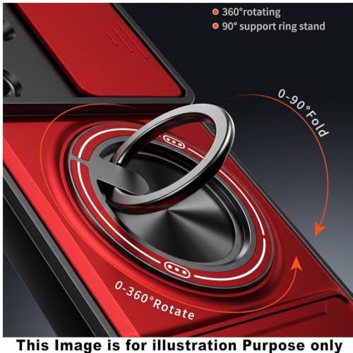 Image of Armor Camera Slider Back Case Cover for Moto G35 5G with Bracket Stand (Red)