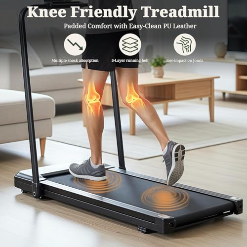 Image of Walking Pad Treadmill, 3 in 1 Portable Under Desk Treadmills for Home Small Space, Quiet Compact Folding Treadmill with Remote Control, 320 LBS Capacity