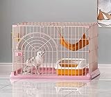 N&S キャットランドケージ 猫ケージ 大型 キャットケージ ワイド扉 多頭飼い 脱走防止 猫ハウス 1段 組み替え自由 おしゃれ (ピンク,1段Lサイズ)