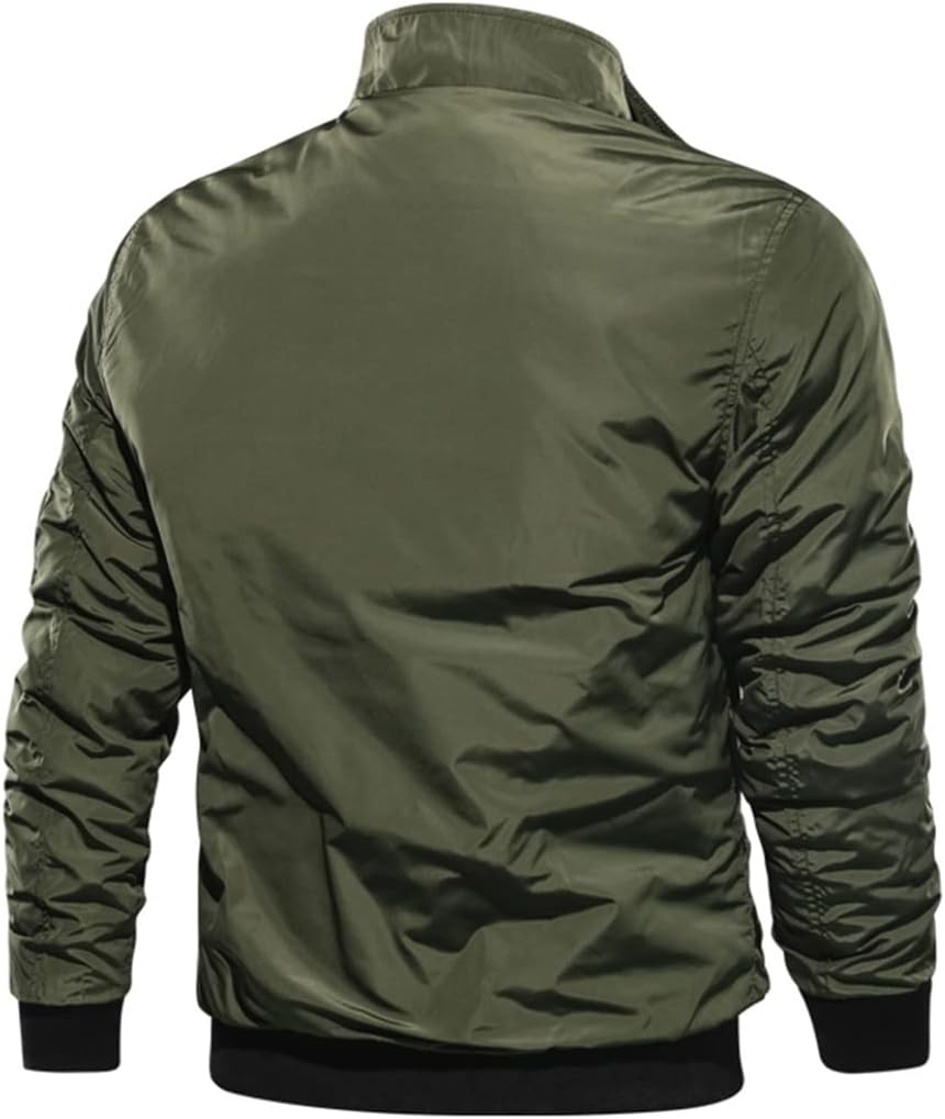 Alloaone Men's Military Jacket Coat Bomber Jacket Windbreakers Outerwear Zipper Thin Coat