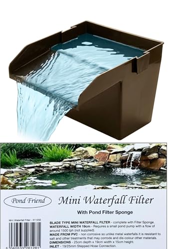 Pond Friend Mini Waterfall Filter with Sponge & Media Super 19cm Wide Blade Type Cascade For Garden Fish Ponds