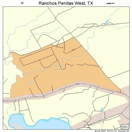 Large Street & Road Map of Ranchos Penitas West, Texas TX Printed poster size wall atlas of