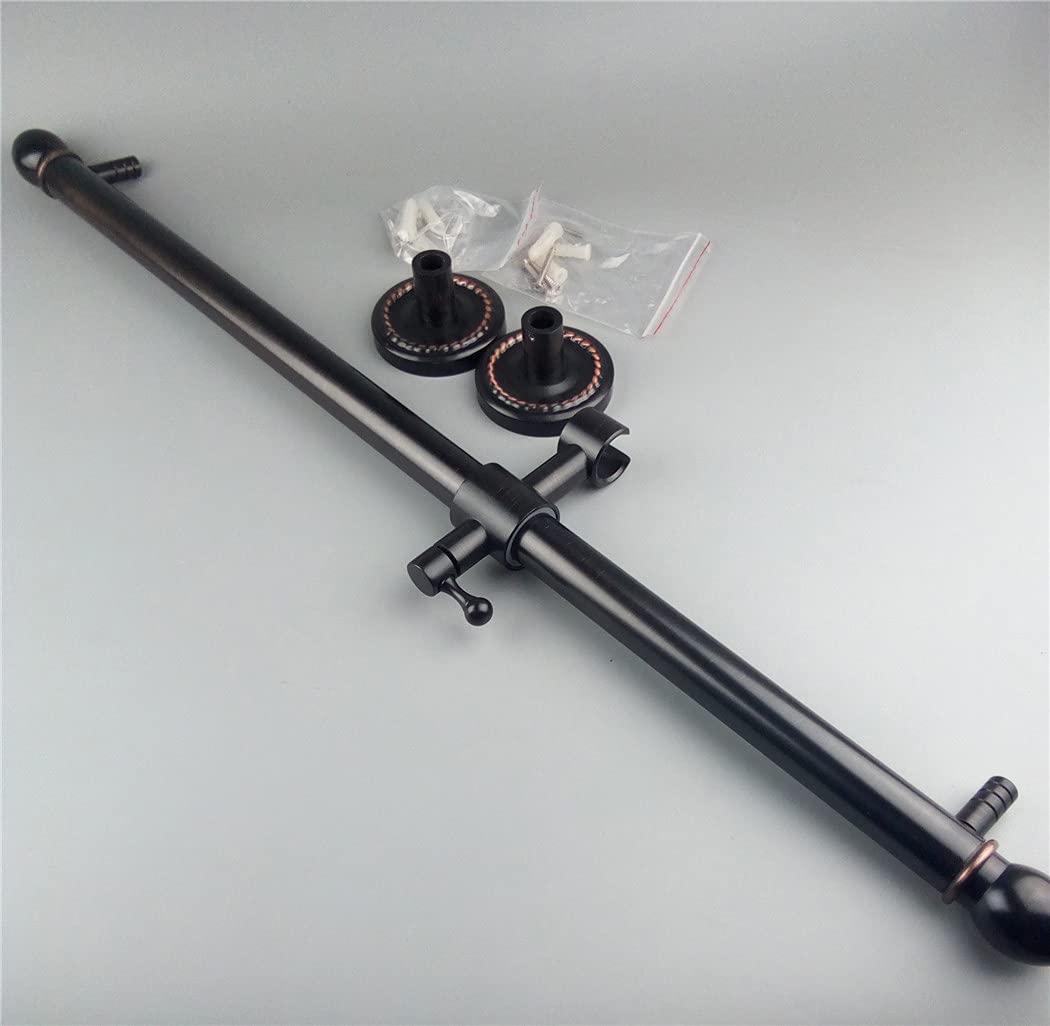 Barre de douche coulissante en laiton noir mat de 70 cm pour douche