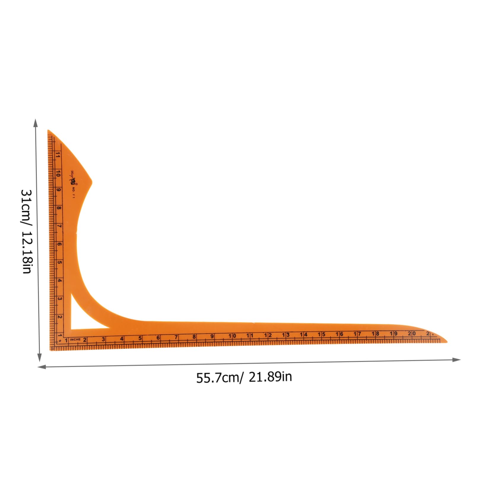 Regla de Costura en Forma de L Grande para Corte y Confección | Plástico Naranja, Escala Clara sin Rebabas, 1 Uso Profesional y Personal