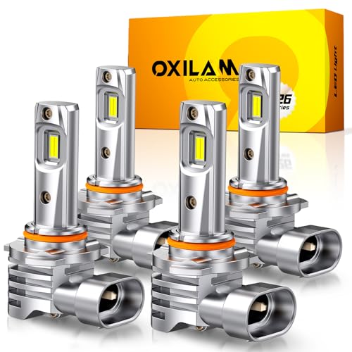 Image of OXILAM 9005 9006 LED Bulbs Combo, 900% Brighter 6500K Cool White Driving Bulbs, 60,000Hrs Lifespan, IP68, 1:1 Size, Anti-Flicker Fog Light, Plug & Play, Pack of 4