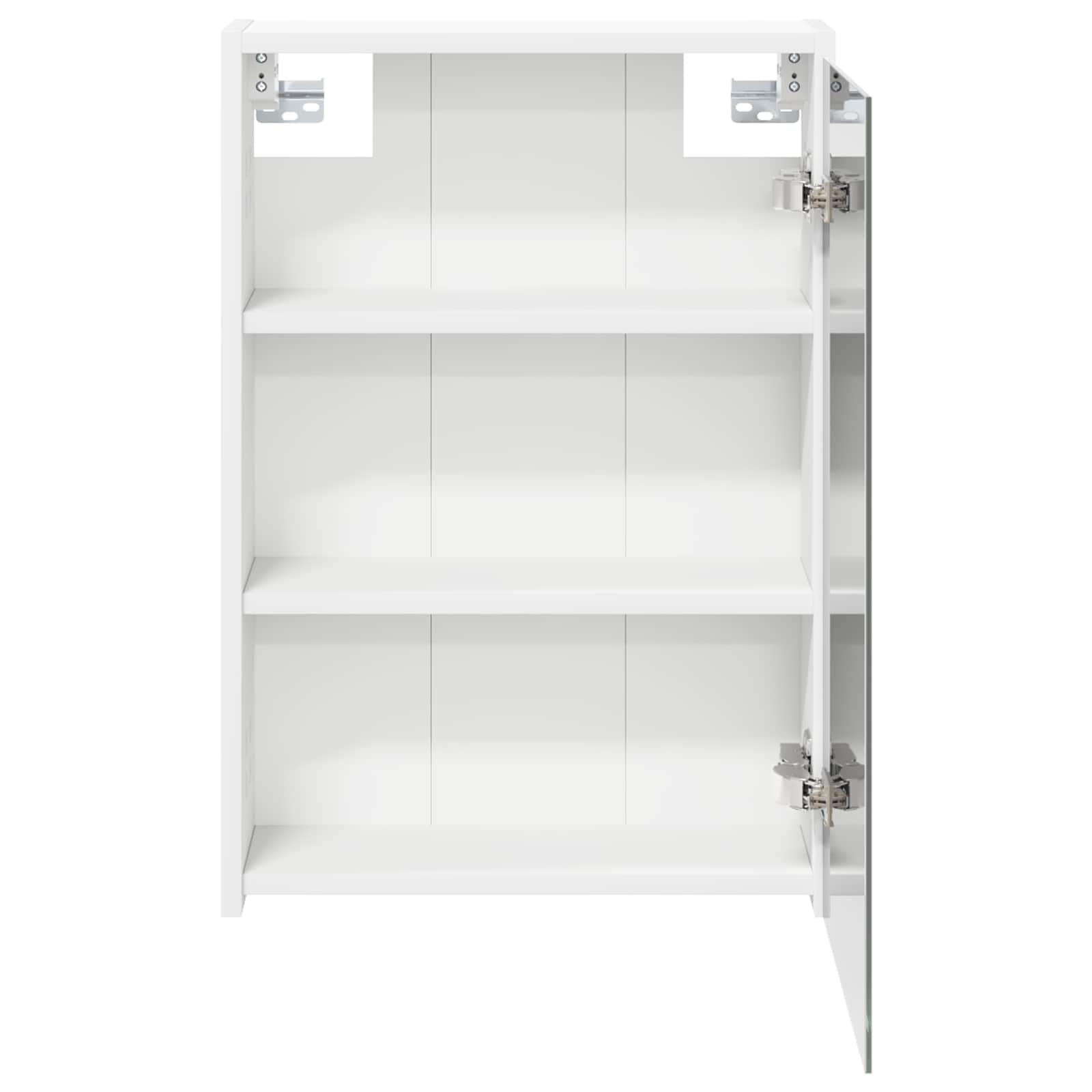 Armadietto da bagno a specchio bianco in legno 43 x 16 x 62,5 cm con porta, 2 ripiani regolabili, da appendere alla parete per lavabo, mobili da bagno, vano portaoggetti, cosmetici e