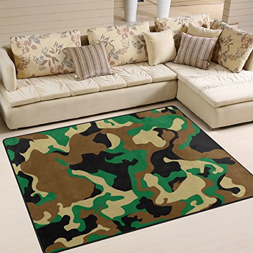 Naanle Camouflage-Teppich für Wohnzimmer, Esszimmer, Schlafzimmer, Küche, 150 x 200 cm, Camoflage...