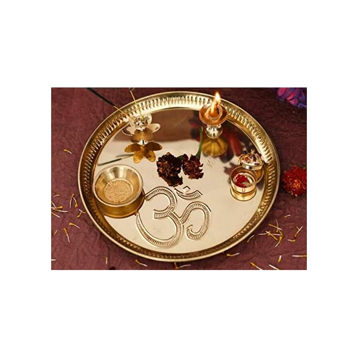 Buy Puja Thaali. Decorative Pooja Thali With Oil Lamp And Holders Set