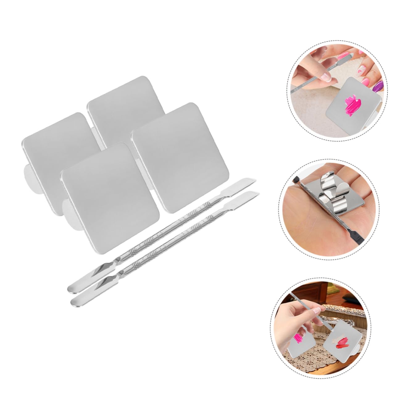 VANZACK 4juegos De Mezcla De Maquillaje De Acero Inoxidable Para Artistas De Uñas De Espátula Para Mezclar Cosméticos y Pintura Para Salones y Uso Personal