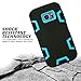 ELV Galaxy S7 Case Hybrid Defender Rugged Shockproof Dirtproof Case Cover for Samsung Galaxy S7 - [Black/Turquoise]