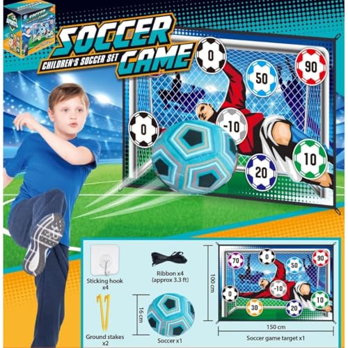 Image of The Game Factory Sticky Football Soccer Game Set for Kids | Indoor Outdoor Target Kick Game with 6 inch Adhesive Ball, Hooks, Stakes & Target Mat | Toys for Boys & Girls | Birthday Gift for Kids