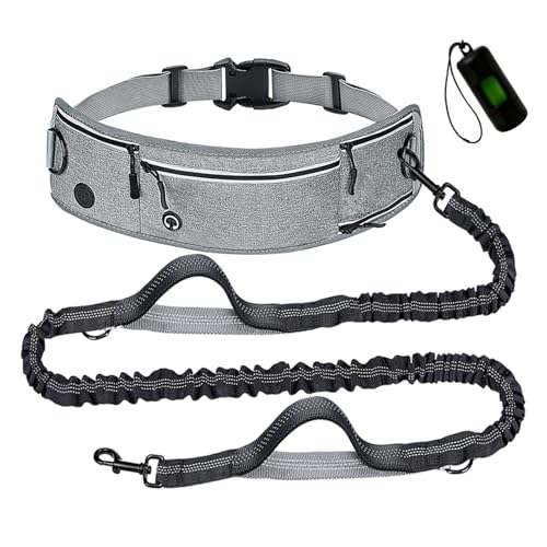 Quppa Laisse de Jogging pour Chiens avec Sangle Ventrale de Protection, Laisse Mains Libres, Laisse Ajustable à la Taille pour Grands Chiens jusqu'à 120 kg,...
