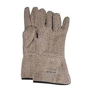 WELLS LAM. 636HRL Wells Lamont Jomac Extra Heavy-Weight Lined and White Terrycloth Heat-Resistant Gloves with Gauntlet Cuff, XL, Brown (Pack of 12)