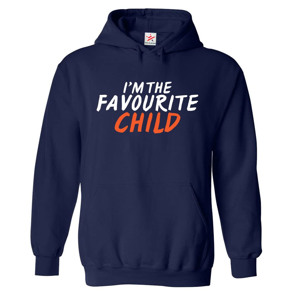Stars and Stripes I'm The Favourite Child Funny Classic Unisex Adults Pullover Hoodie (XXL, Navy)