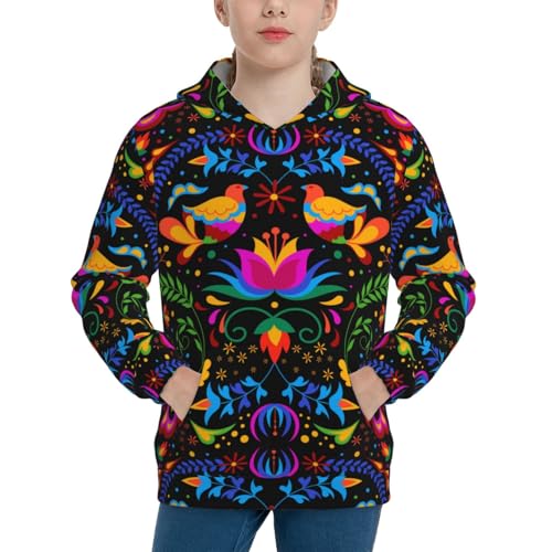 Mexican Flower Traditional1 Kid Hoodies Boys Sweatshirts Girls Pullover with Pocket
