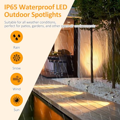 ECOWHO Garden Lights Mains, 27m 8-in-1 LED Outdoor Spotlights with Adapter, IP65 Waterproof Outdoor Spike Lights 12V Low Voltage Garden Lighting 2700K Electric Pathway Lighting for Lawn, Yard, Patio 2 ECOWHO Garden Lights Mains, 27m 8-in-1 LED Outdoor Spotlights with Adapter, IP65 Waterproof Outdoor Spike Lights 12V Low Voltage Garden Lighting 2700K Electric Pathway Lighting for Lawn, Yard, Patio - Image 2