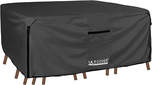 ULTCOVER Funda rectangular duradera de lona resistente 600D para mesa y silla de patio, fundas impermeables para muebles de uso general, 64 pulgadas