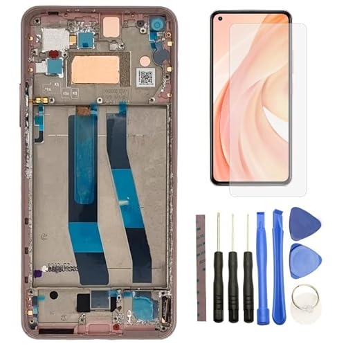 Hypak Pantalla AMOLED para Xiaomi Mi 11 Lite y 11 Lite 5G NE (Completa con Marco de Color Rosa) Incluye Protector de Pantalla y Herramientas Cover