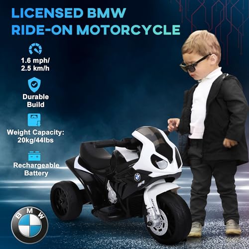 Aosom 6V Kids Motorcycle Licensed BMW, Toddler Motorcycle with Headlight, Music, 3 Wheeled Electric Motorcycle for Kids, Gift for Boys & Girls, Black - Image 5